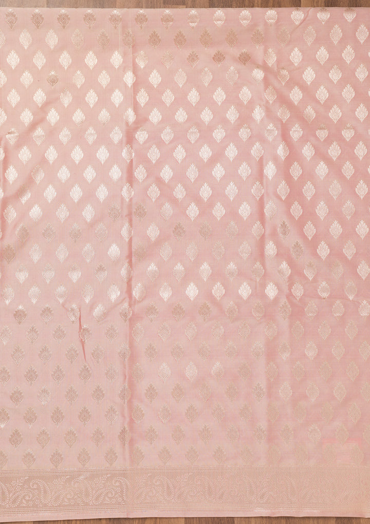 Baby Pink Zariwork Banarasi Unstitched Salwar Suit