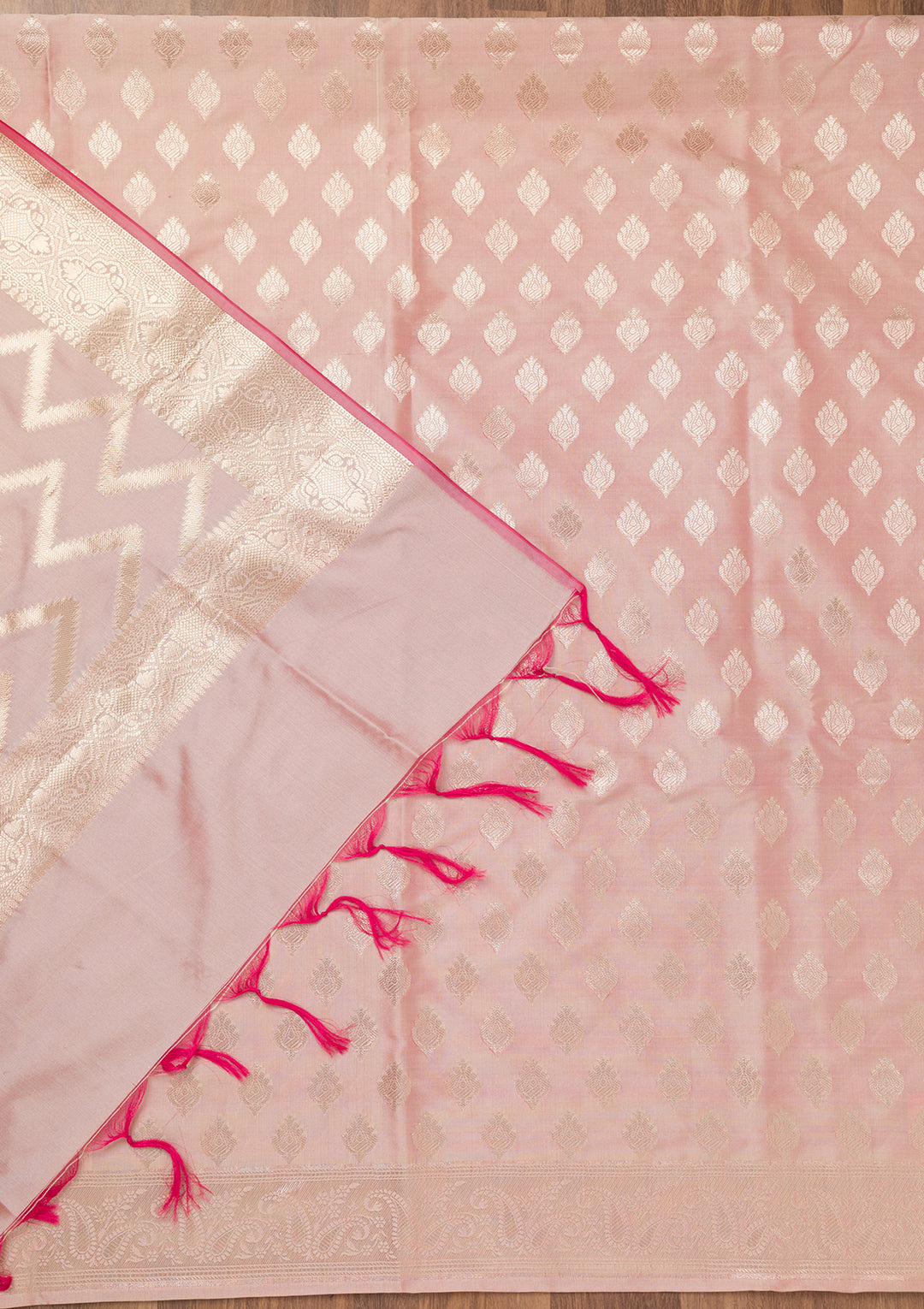 Baby Pink Zariwork Banarasi Unstitched Salwar Suit