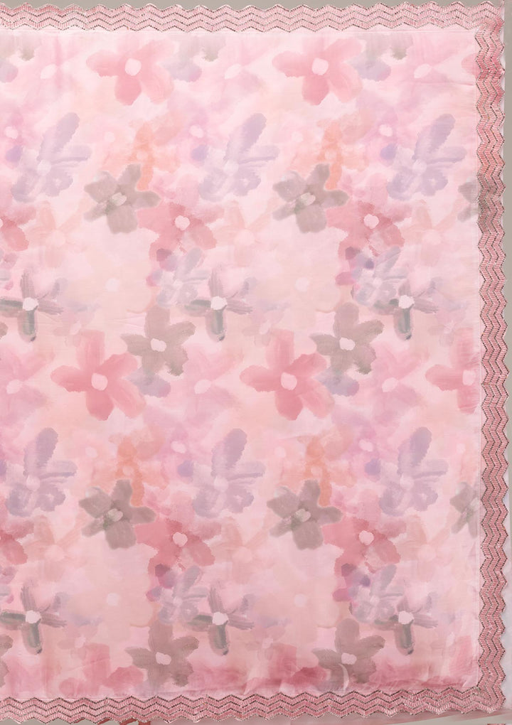 Baby Pink Stonework Satin Saree