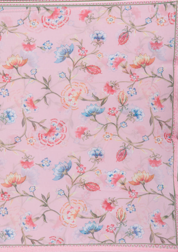 Baby Pink Threadwork Art Silk Readymade Salwar Suit