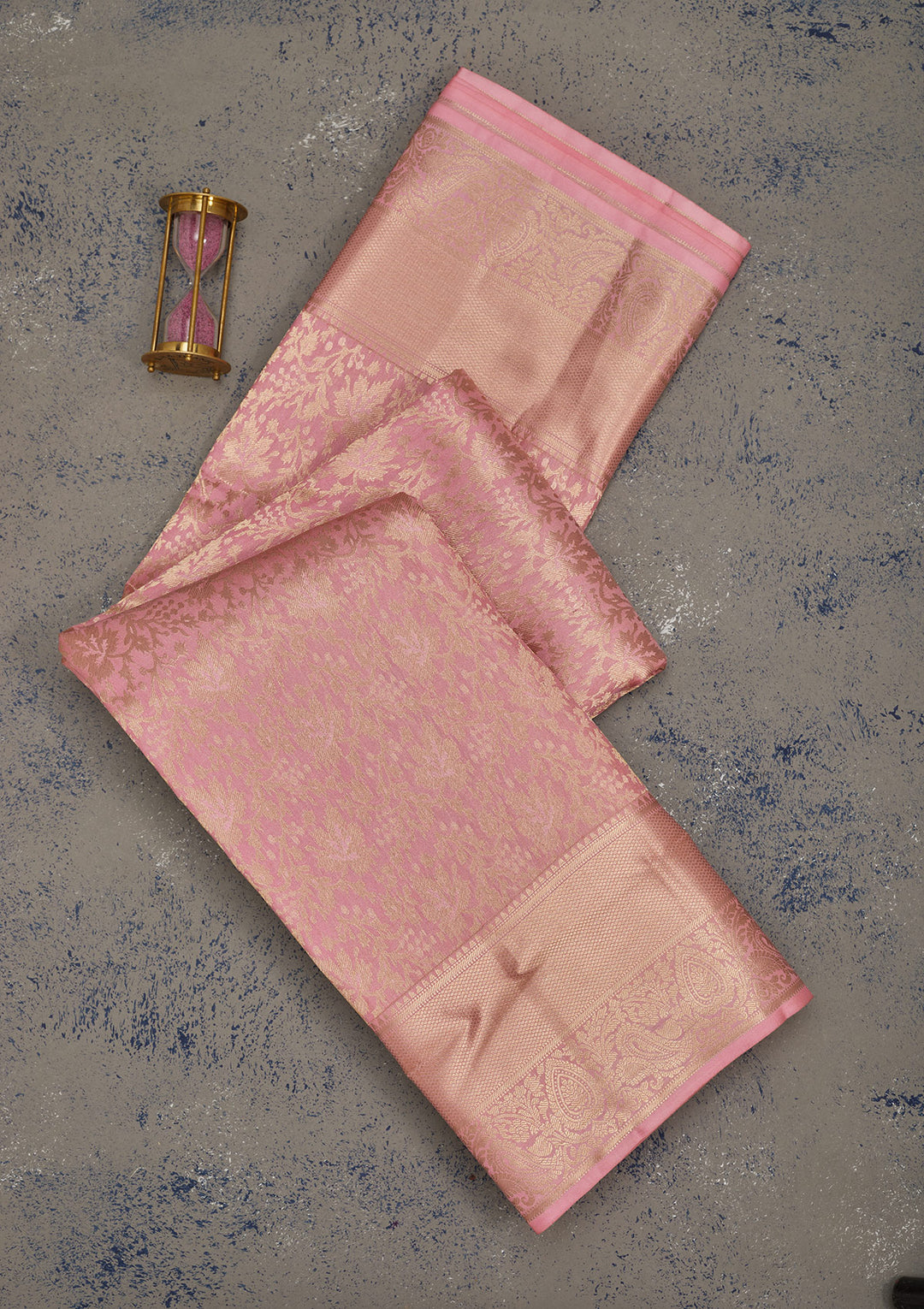 Baby Pink Zariwork Pure Silk Saree