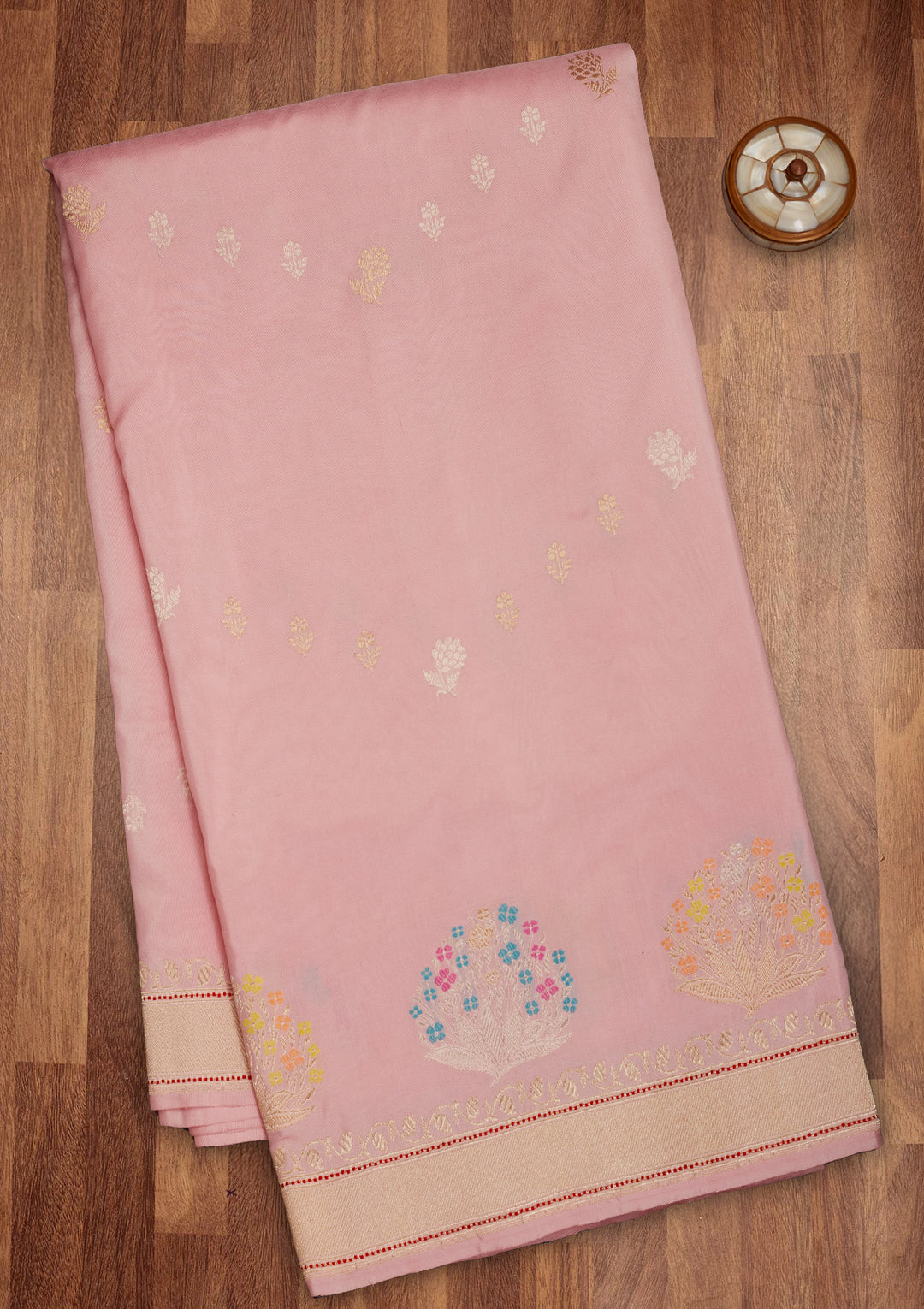 Baby Pink Zariwork Pure Silk Saree