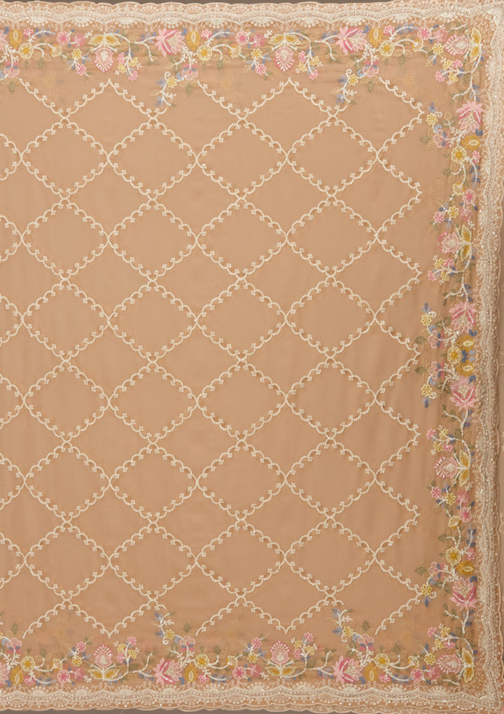 Beige Stonework Tissue Saree