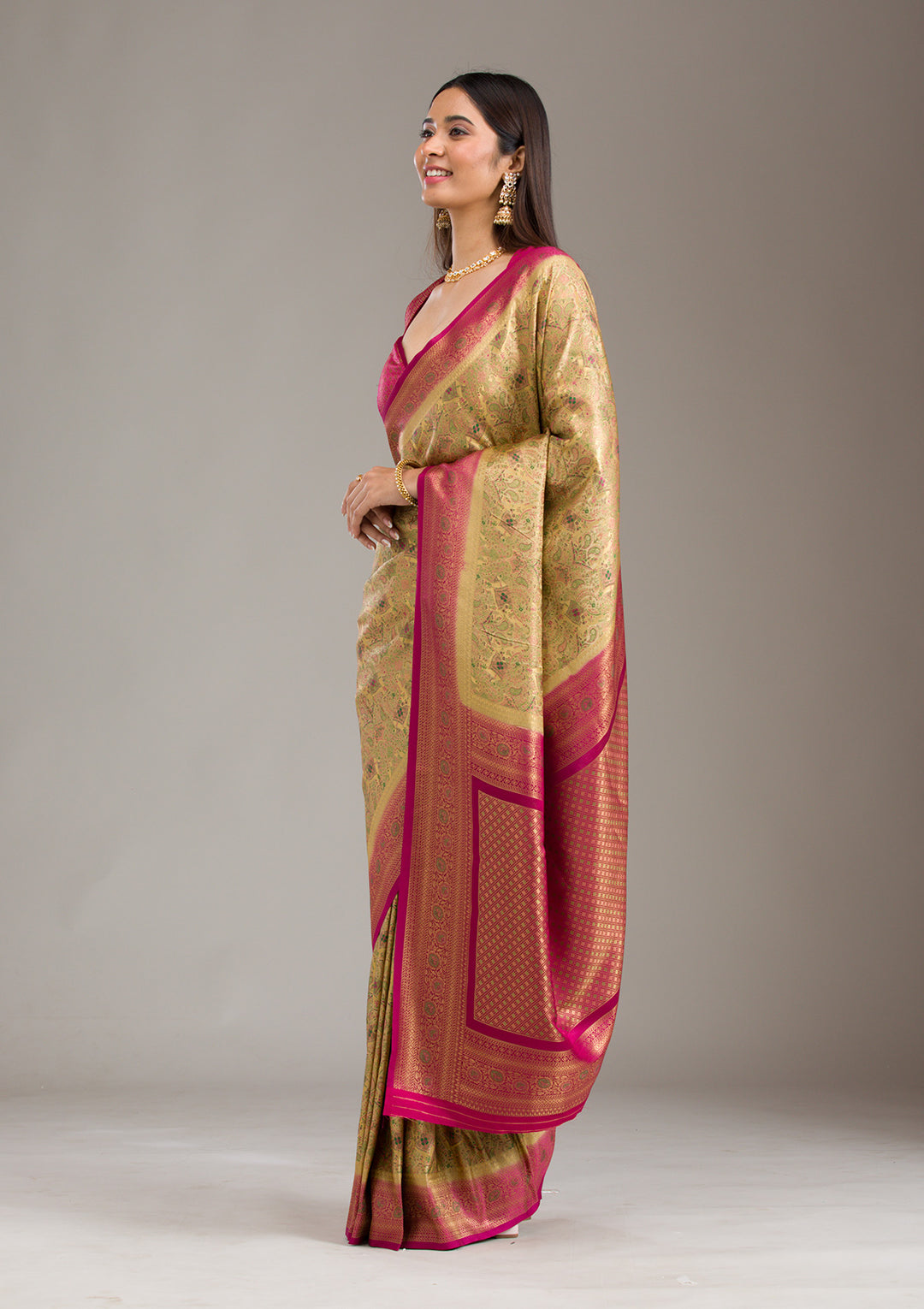 Beige Zariwork Art Silk Saree