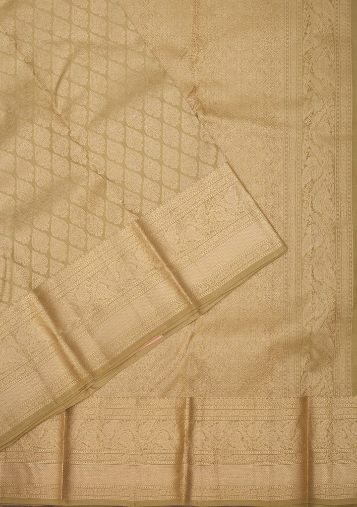 Beige Zariwork Pure Silk Saree