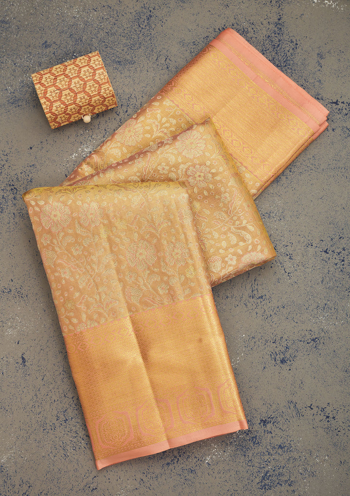 Beige Zariwork Pure Silk Saree