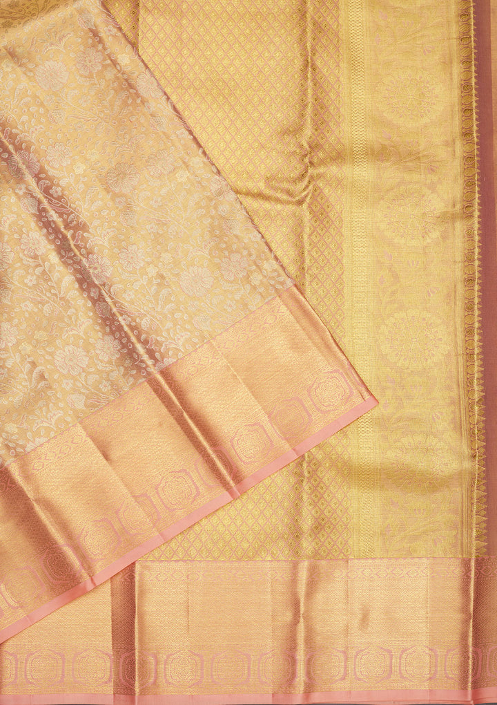 Beige Zariwork Pure Silk Saree