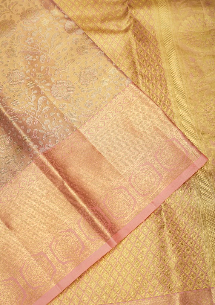 Beige Zariwork Pure Silk Saree