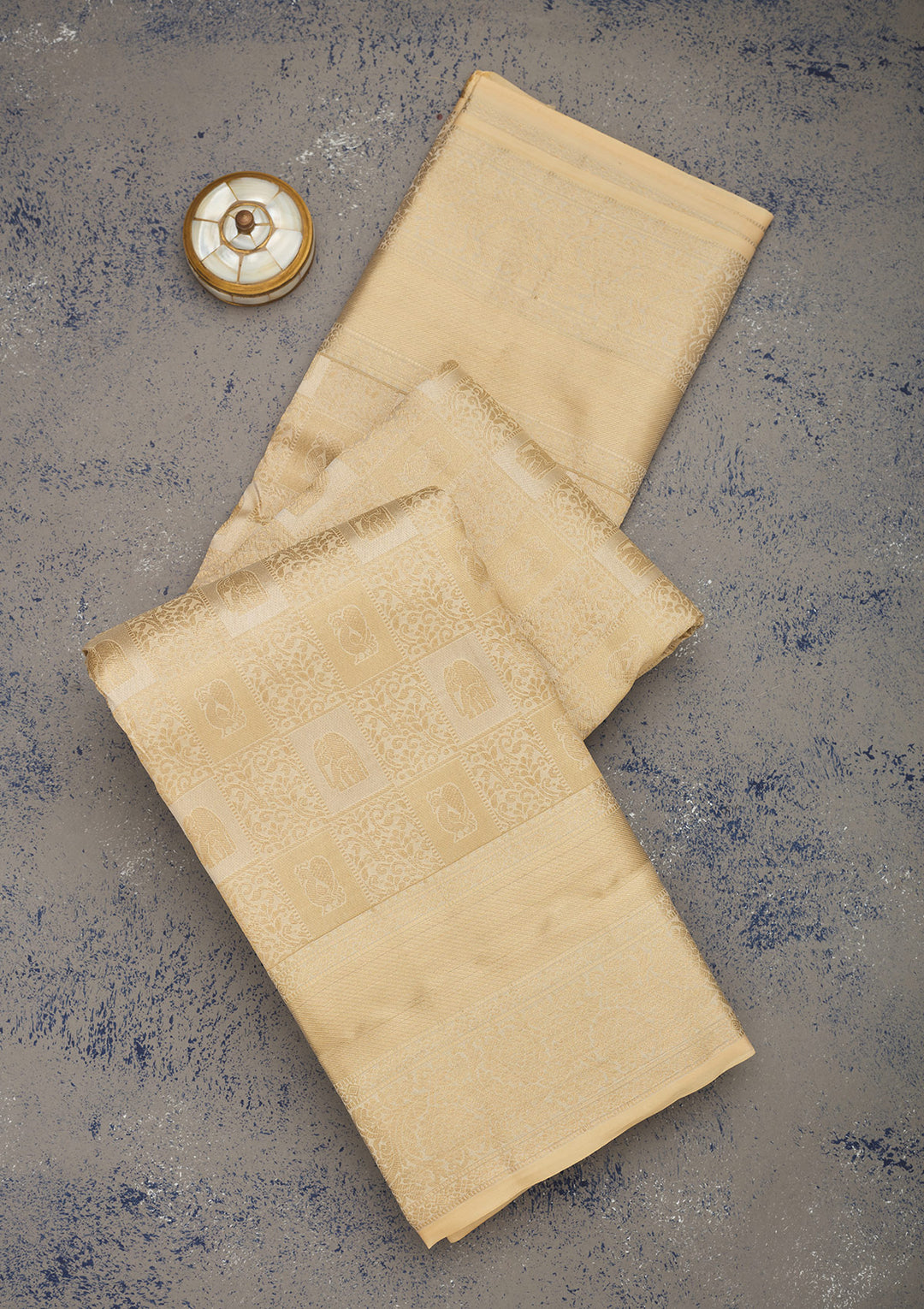 Beige Zariwork Pure Silk Saree