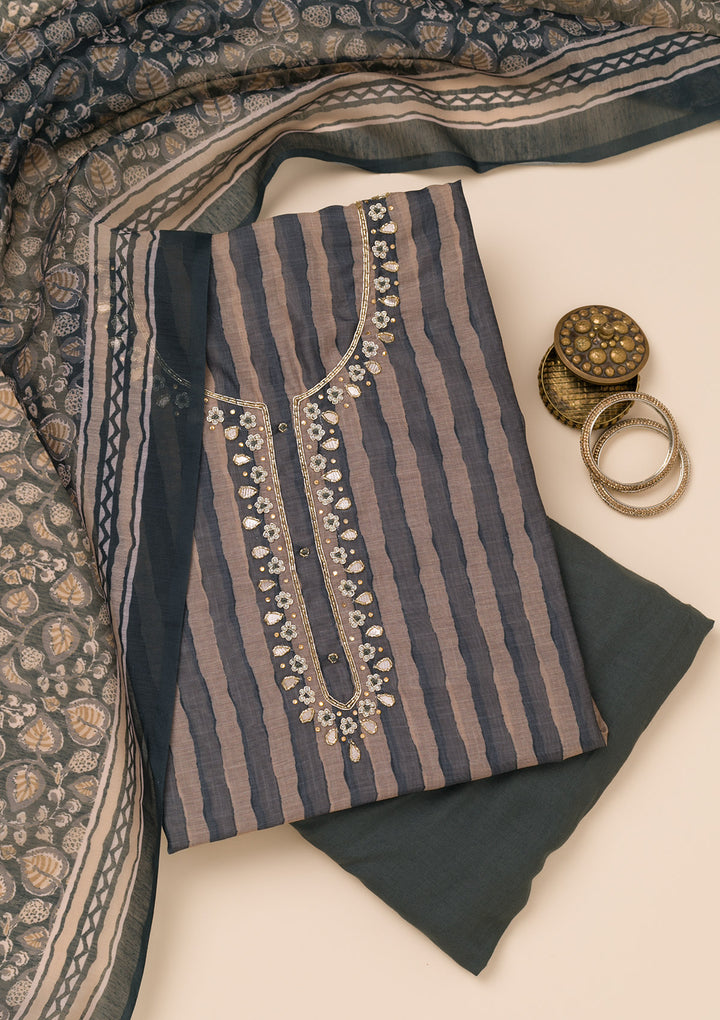 Black Printed Tissue Unstitched Salwar Suit