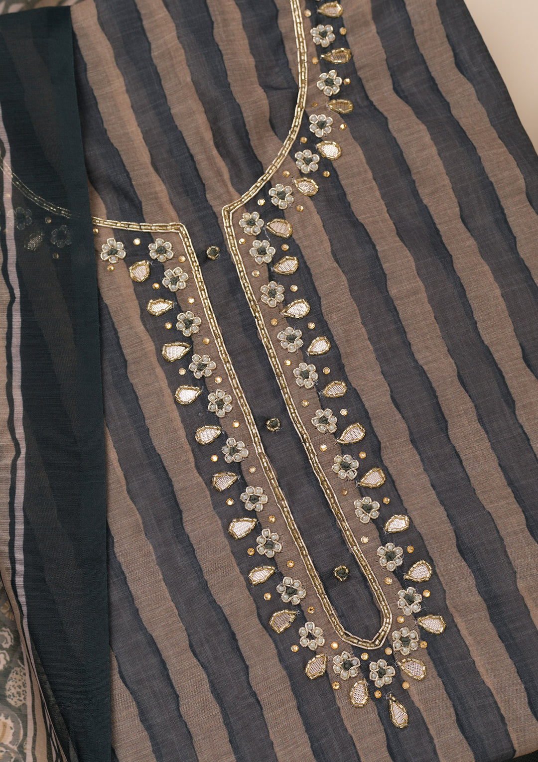 Black Printed Tissue Unstitched Salwar Suit