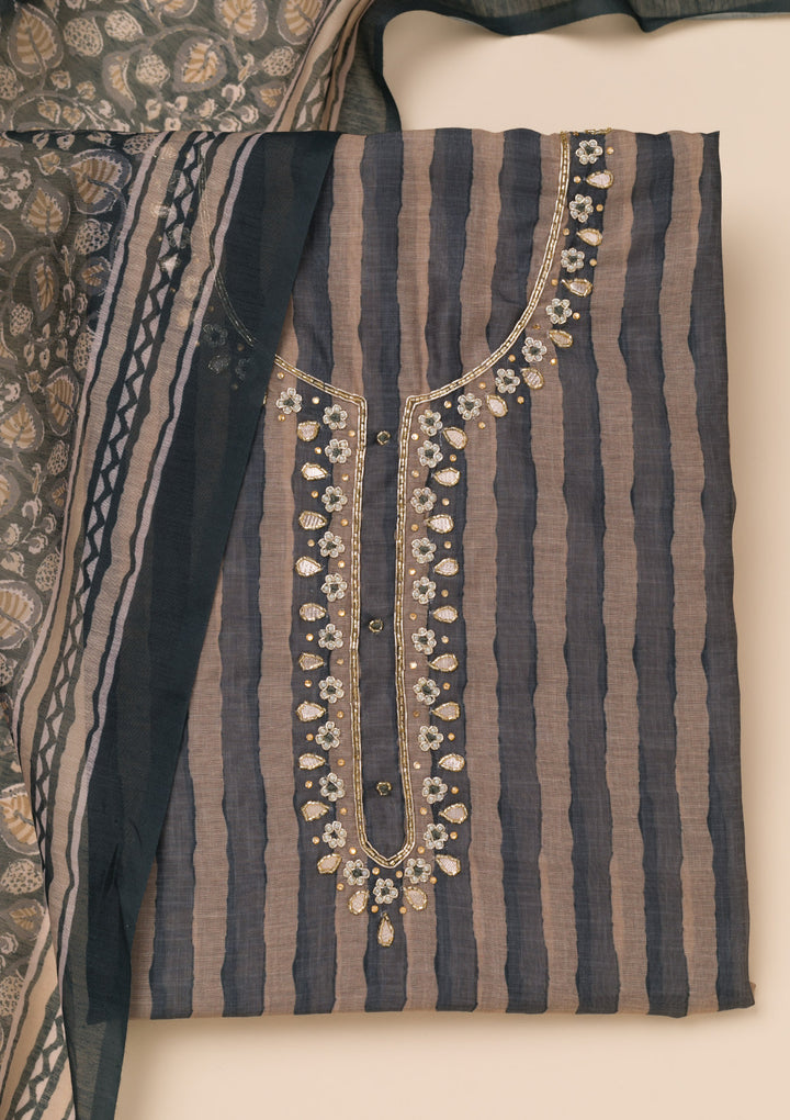 Black Printed Tissue Unstitched Salwar Suit