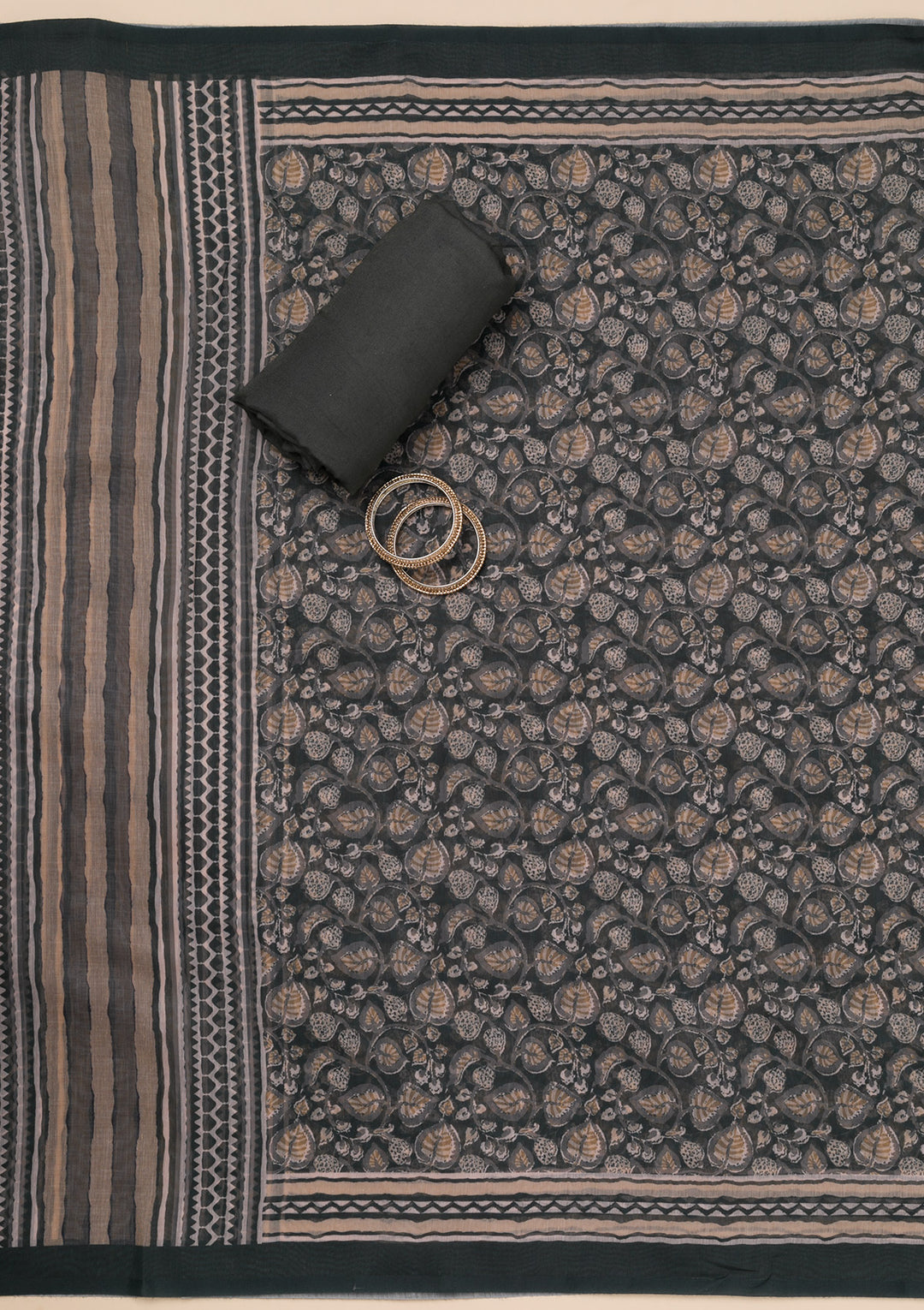 Black Printed Tissue Unstitched Salwar Suit