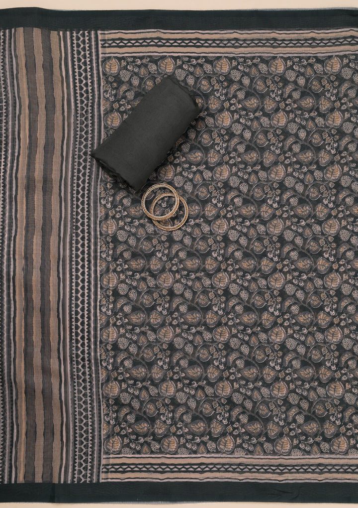 Black Printed Tissue Unstitched Salwar Suit