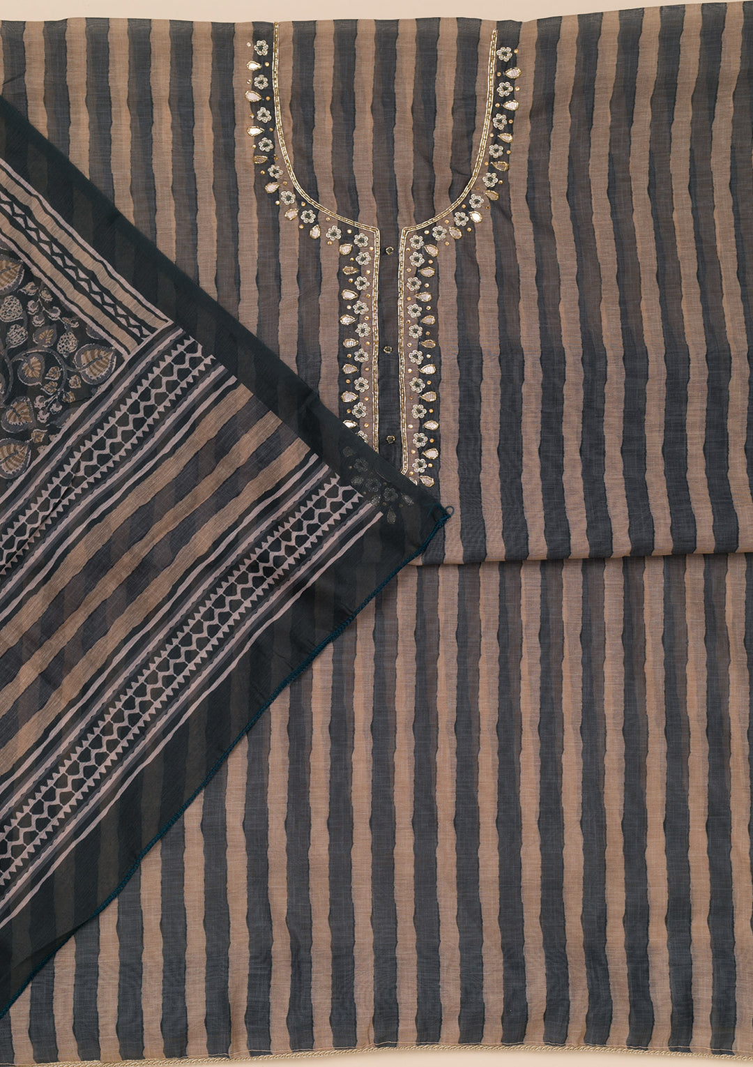 Black Printed Tissue Unstitched Salwar Suit