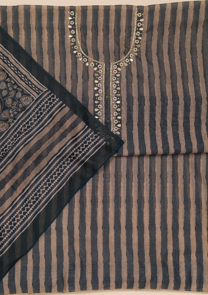 Black Printed Tissue Unstitched Salwar Suit