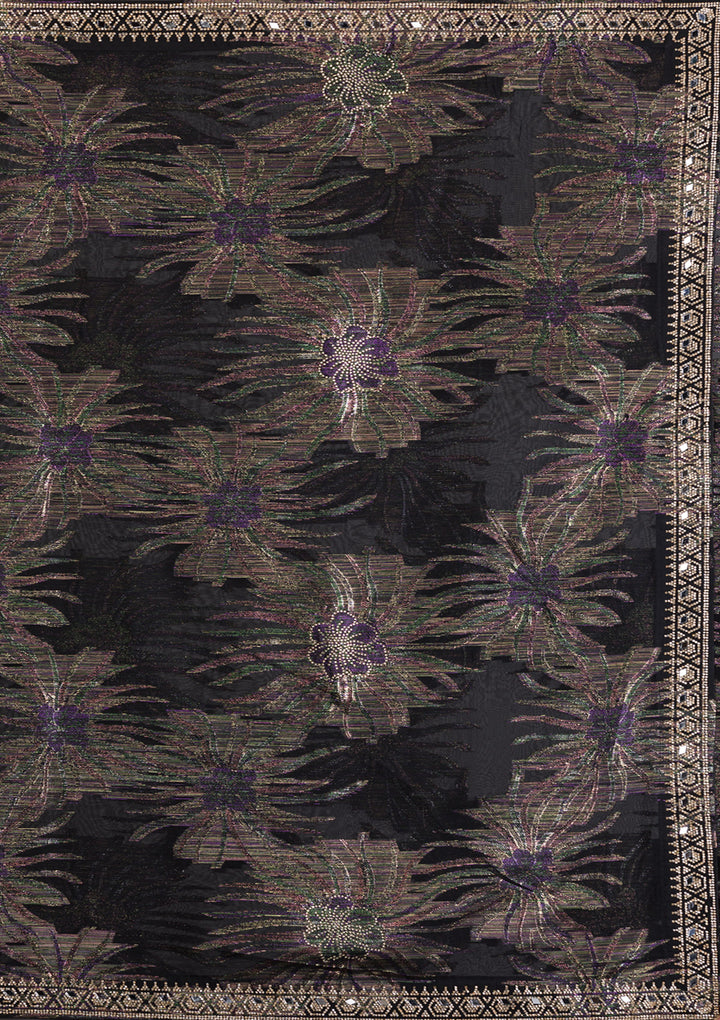 Black Stonework Shimmer Saree