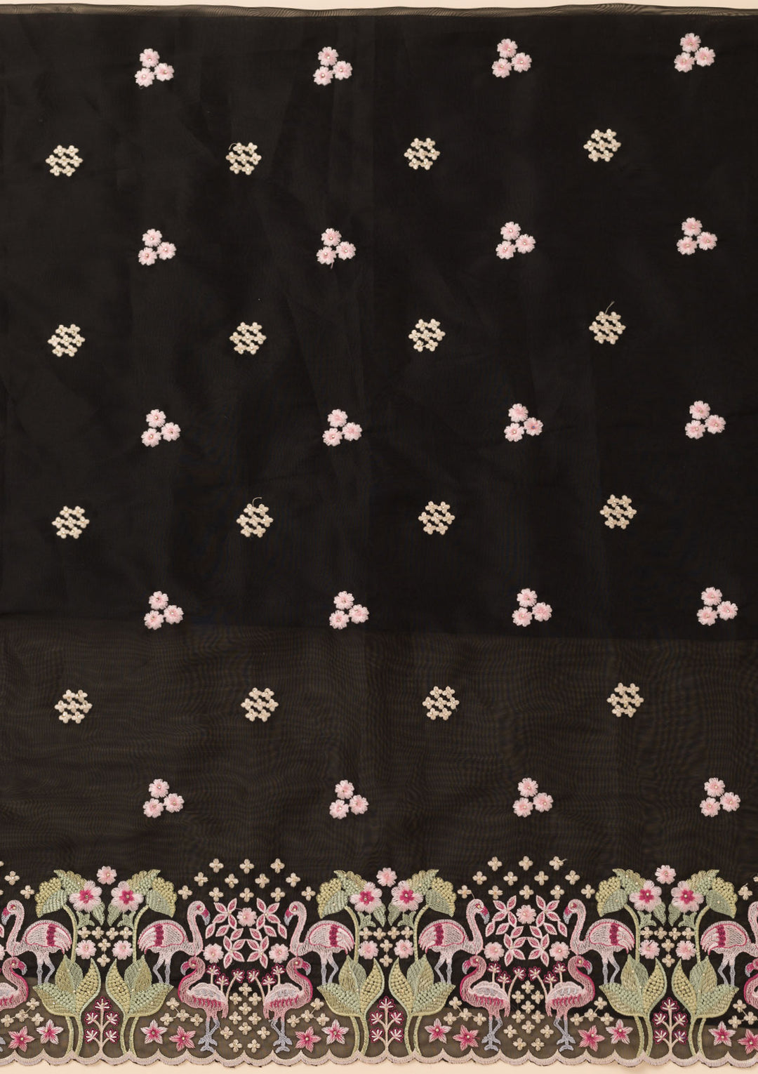 Black Threadwork Tissue Unstitched Salwar Suit