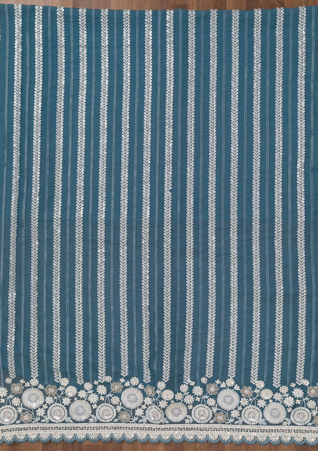 Blue Threadwork Tissue Unstitched Salwar Suit