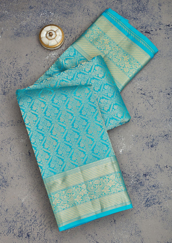 Blue Zariwork Pure Silk Saree