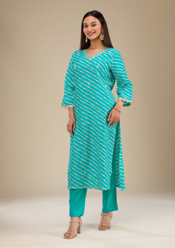 Blue Zariwork Semi Crepe Readymade Salwar Suit