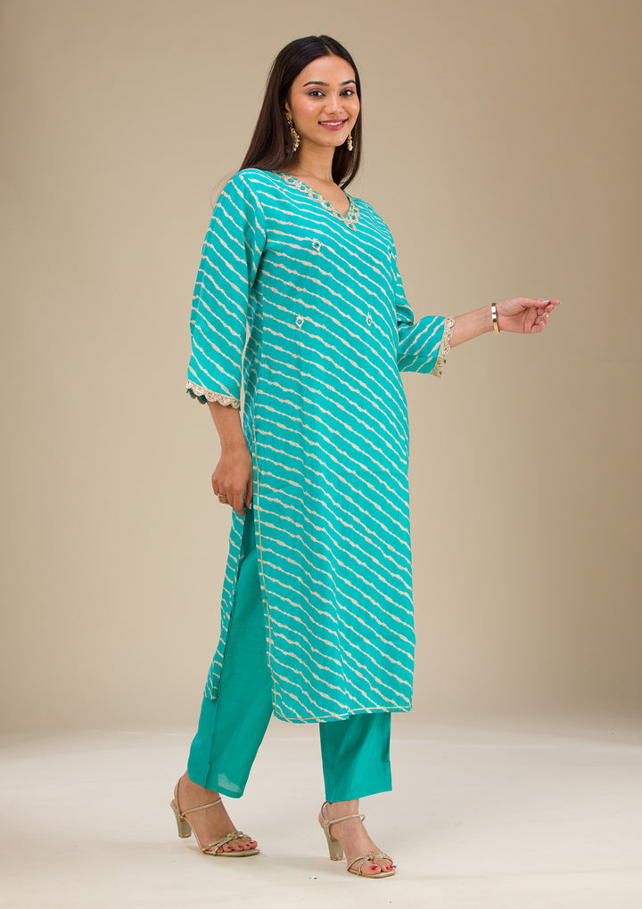 Blue Zariwork Semi Crepe Readymade Salwar Suit