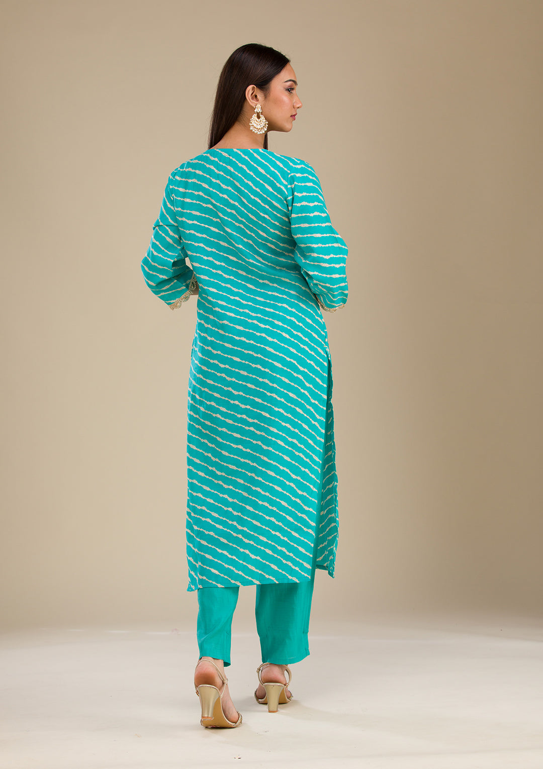 Blue Zariwork Semi Crepe Readymade Salwar Suit