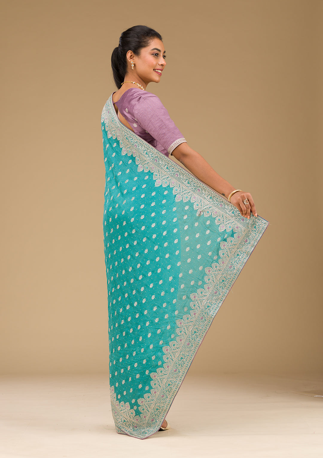 Blue Zariwork Silk Saree