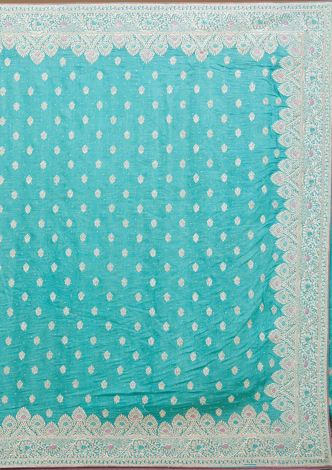 Blue Zariwork Silk Saree