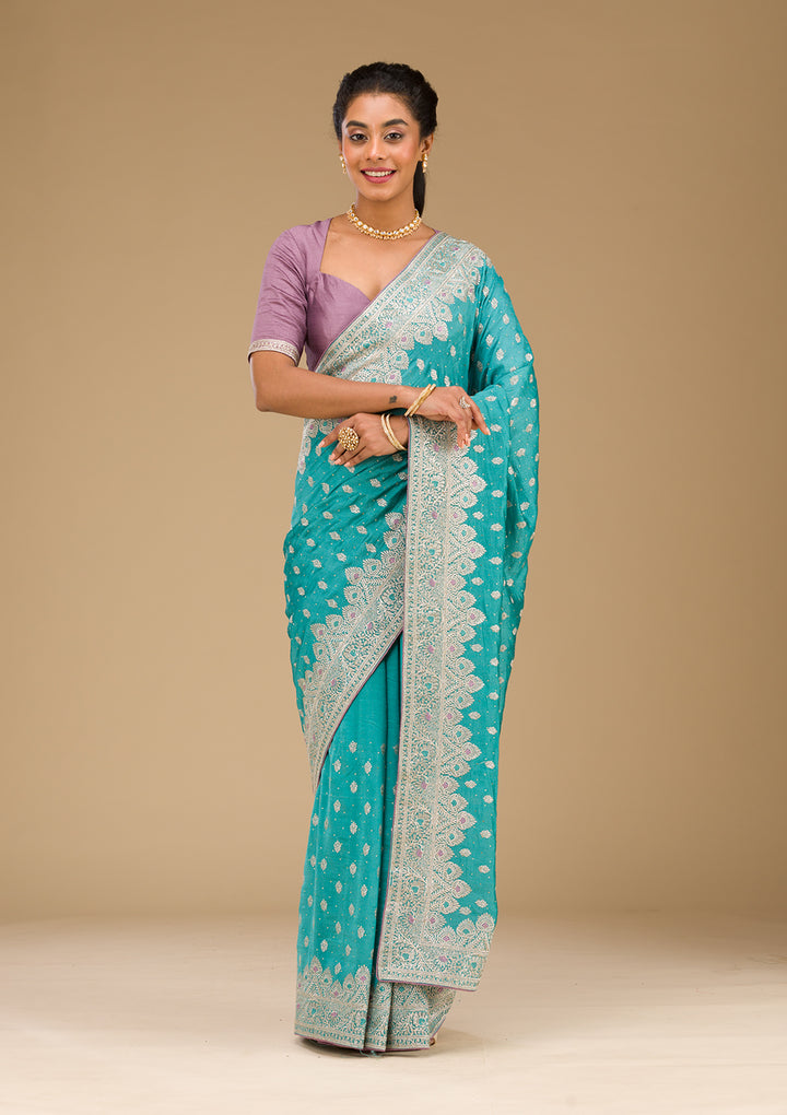 Blue Zariwork Silk Saree