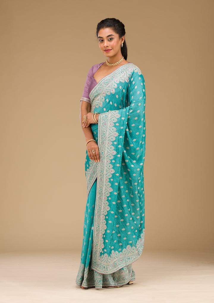 Blue Zariwork Silk Saree