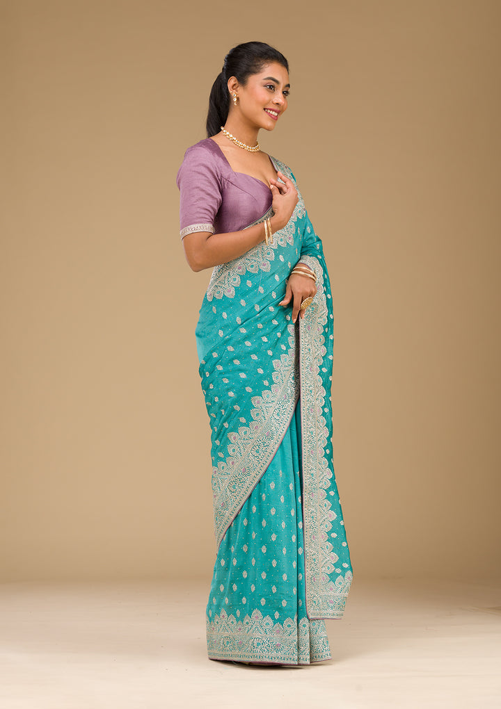 Blue Zariwork Silk Saree