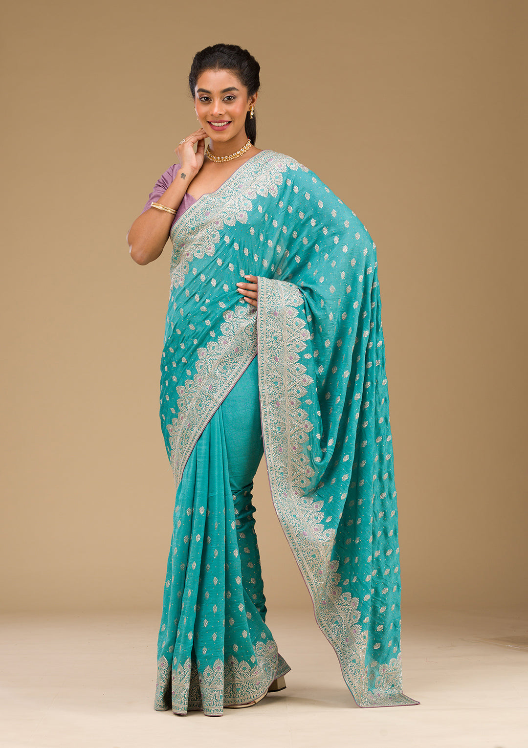 Blue Zariwork Silk Saree