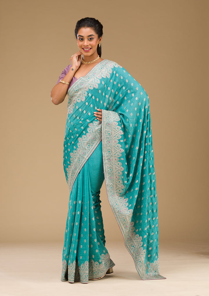 Blue Zariwork Silk Saree