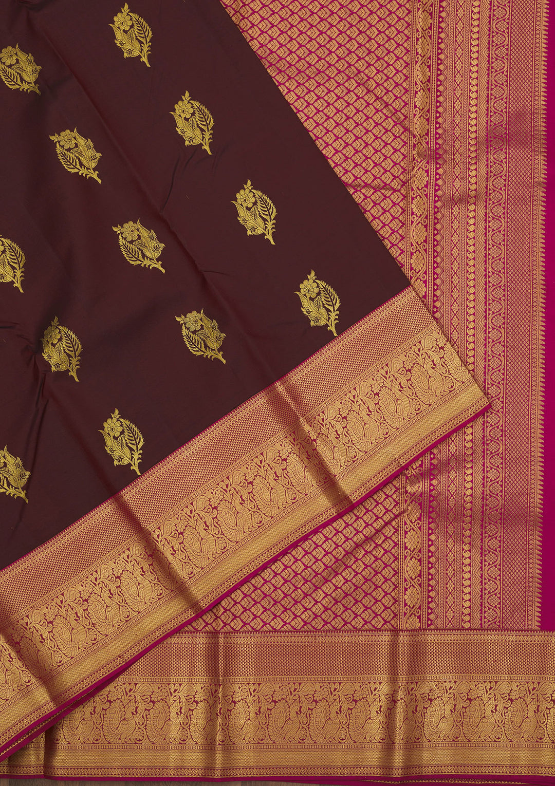 Brown Zariwork Pure Silk Saree