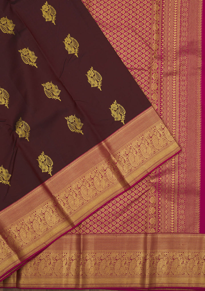 Brown Zariwork Pure Silk Saree