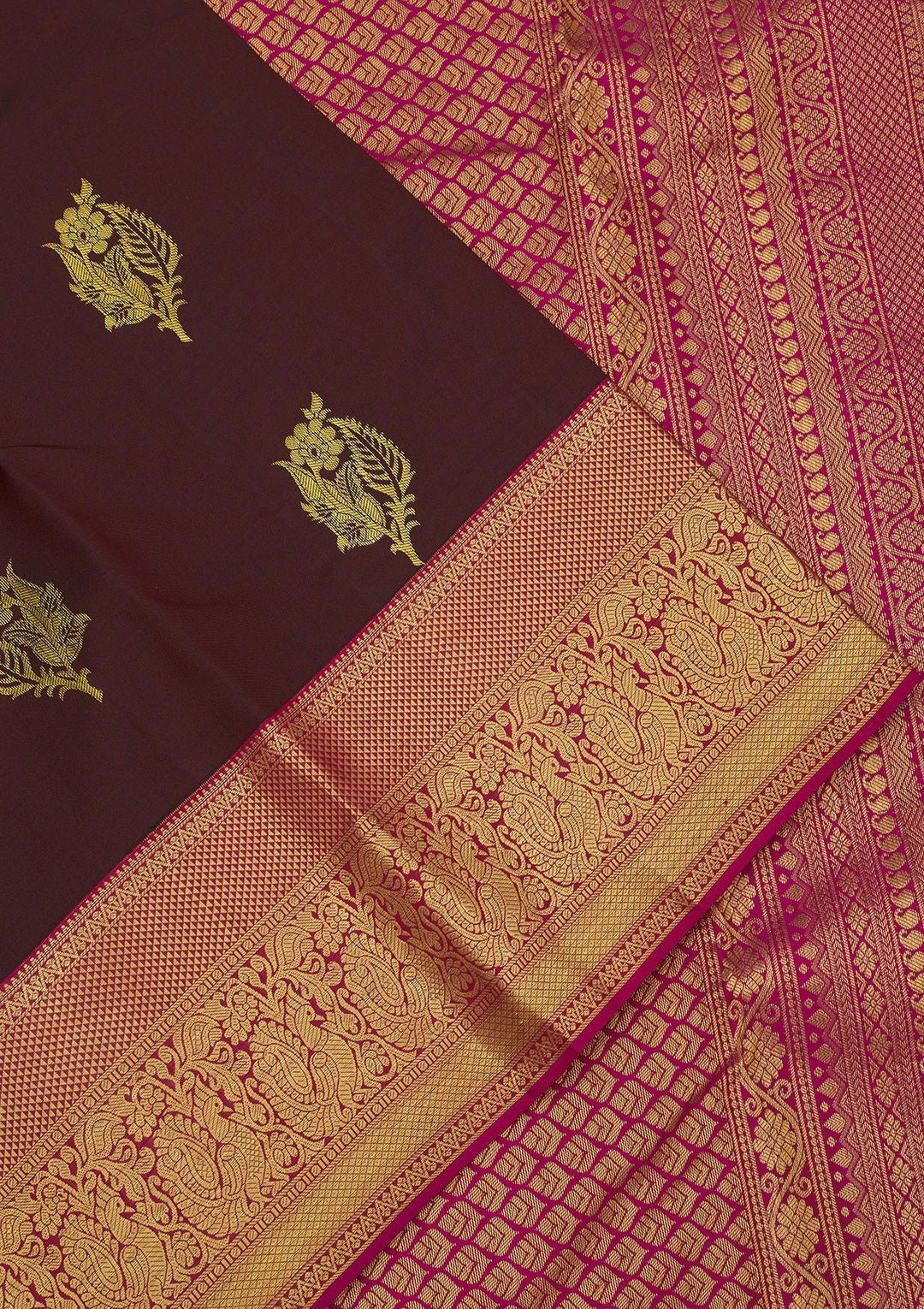 Brown Zariwork Pure Silk Saree
