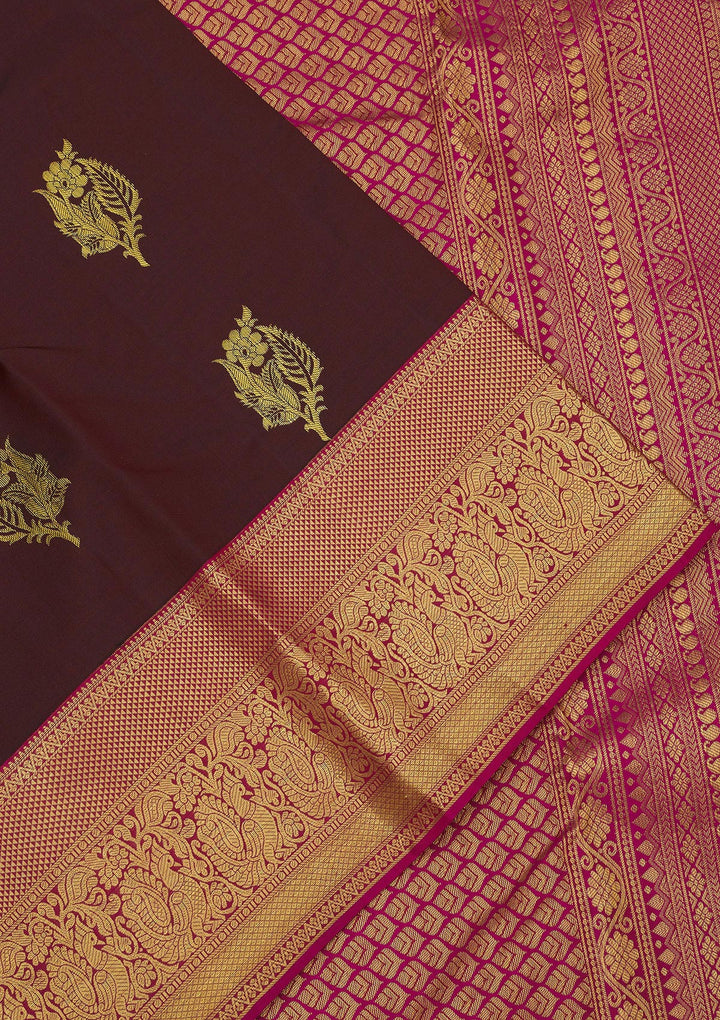 Brown Zariwork Pure Silk Saree