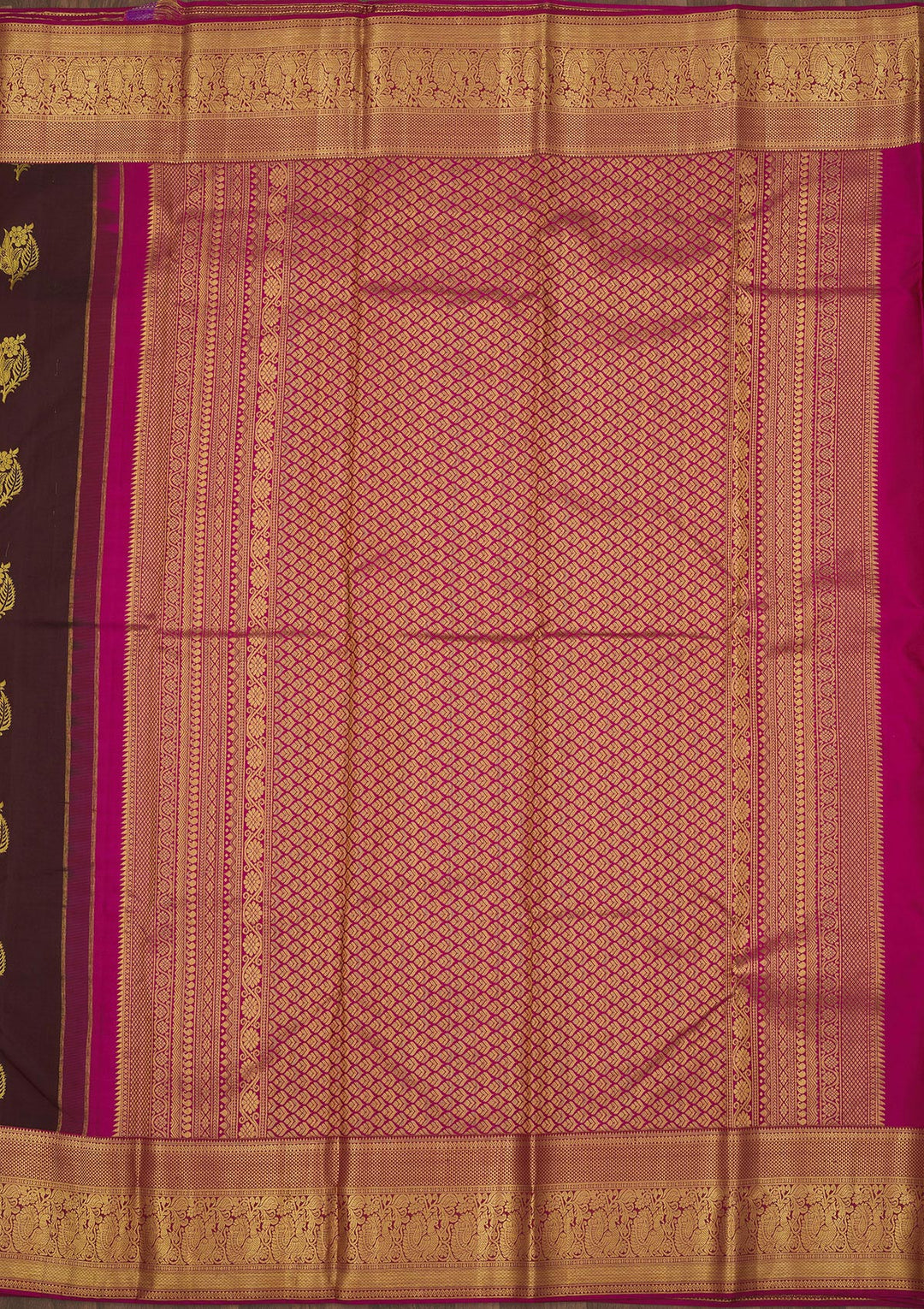 Brown Zariwork Pure Silk Saree