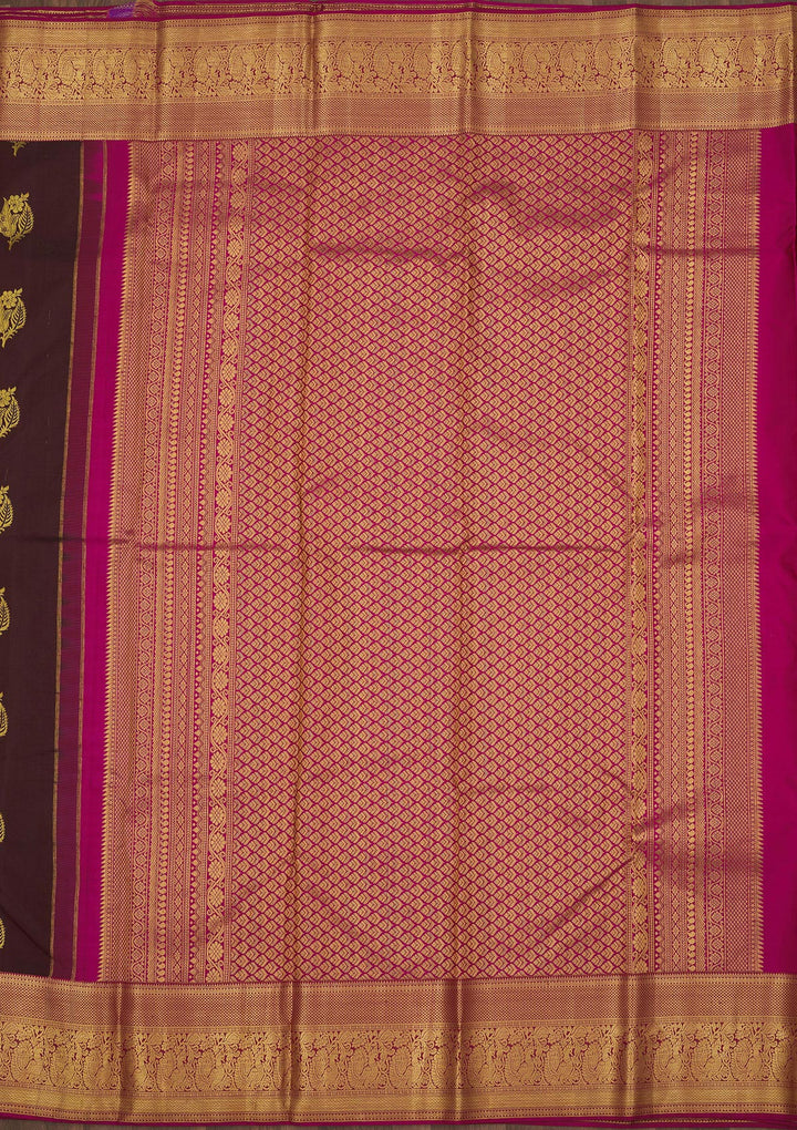 Brown Zariwork Pure Silk Saree