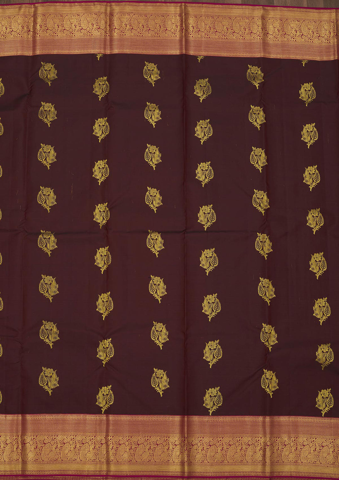 Brown Zariwork Pure Silk Saree