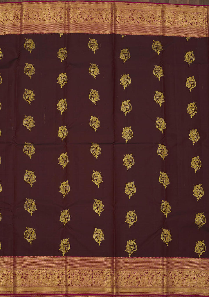 Brown Zariwork Pure Silk Saree