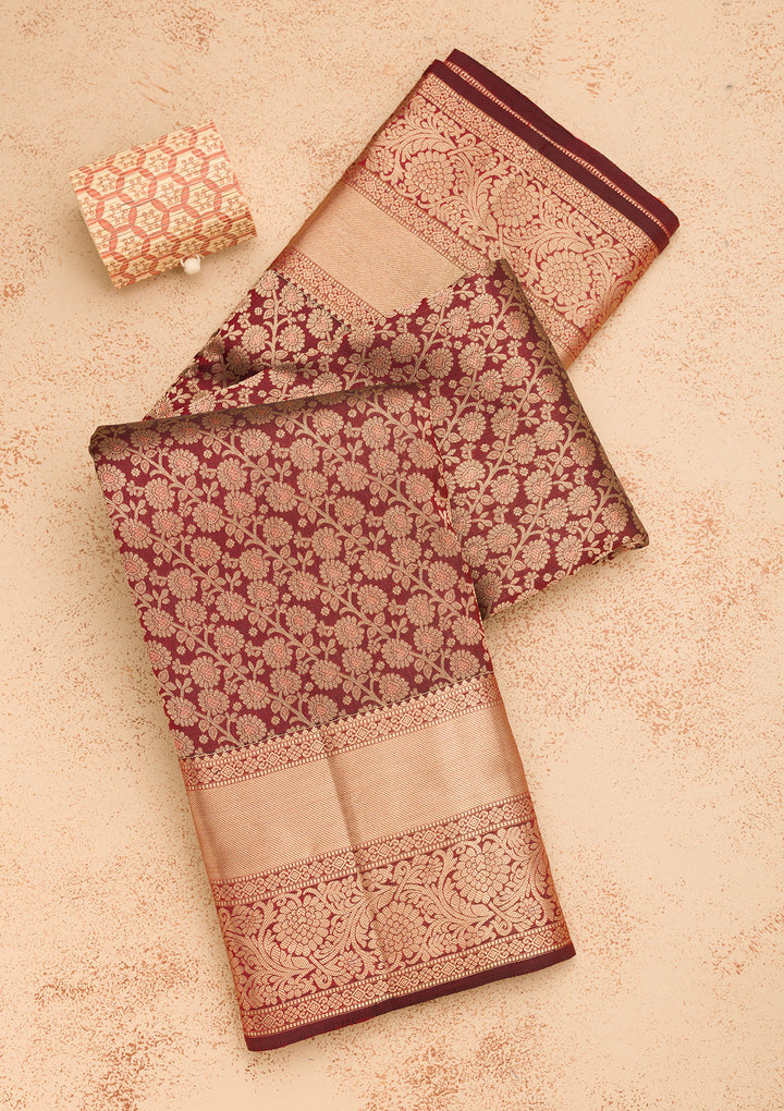 Brown Zariwork Pure Silk Saree