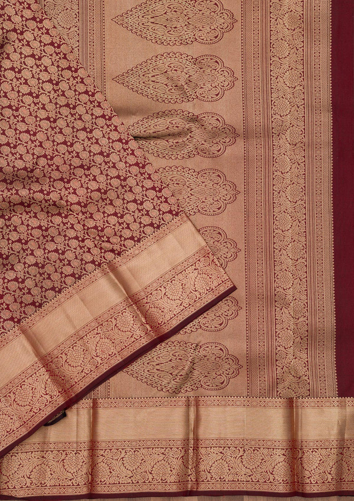 Brown Zariwork Pure Silk Saree