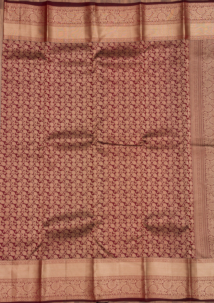Brown Zariwork Pure Silk Saree