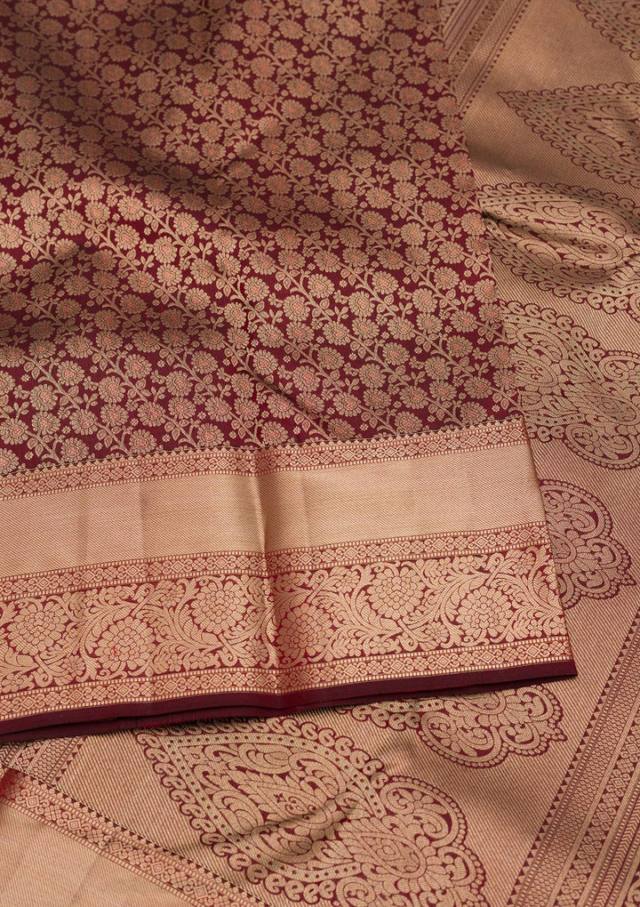 Brown Zariwork Pure Silk Saree