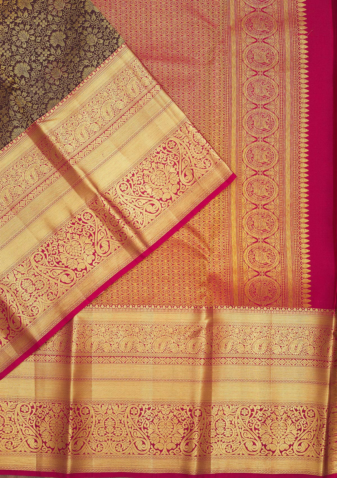 Brown Zariwork Pure Silk Saree