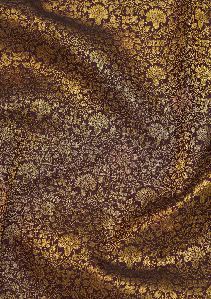 Brown Zariwork Pure Silk Saree