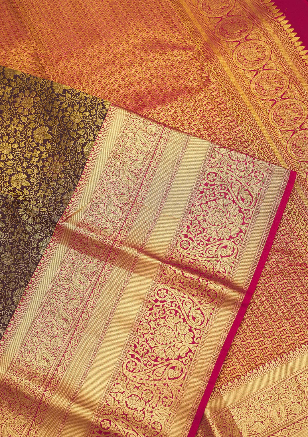 Brown Zariwork Pure Silk Saree