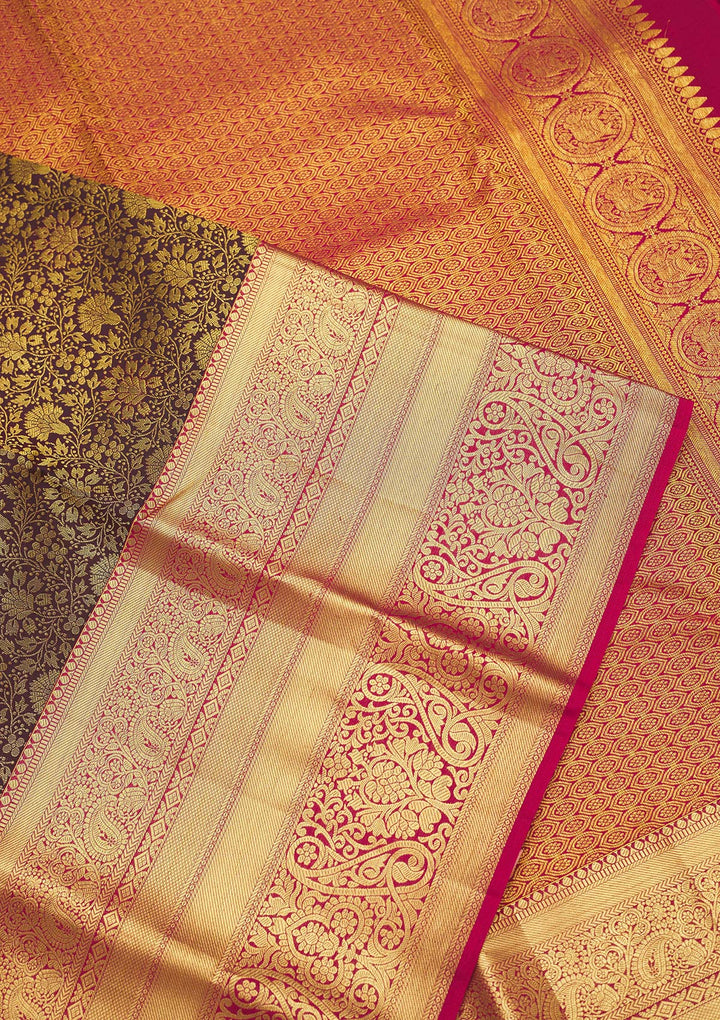 Brown Zariwork Pure Silk Saree